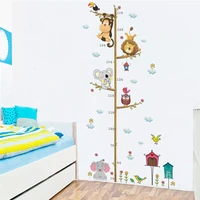 lovely animals on tree branch growth chart wall stickers kids room decoration children height measure mural art diy home decals