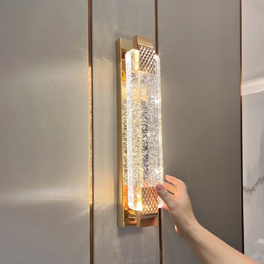 

Modern Crystal LED Wall Light Nordic Interior Luxury Decor Porch Light Copper Wall Lamp For Living Room Bedroom Fireplace Light