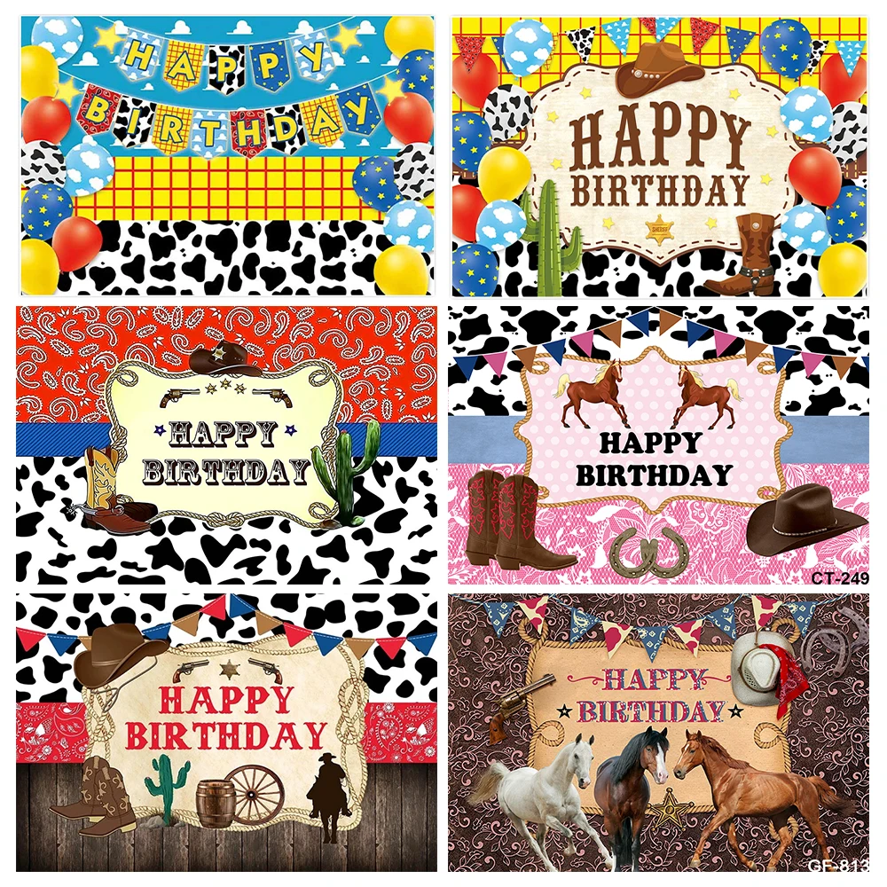 Horse Party Backdrop West Cowgirl Photo Background Farm Western Cowboy Birthday Baby Shower Banner Decor Supplies Photo Booth