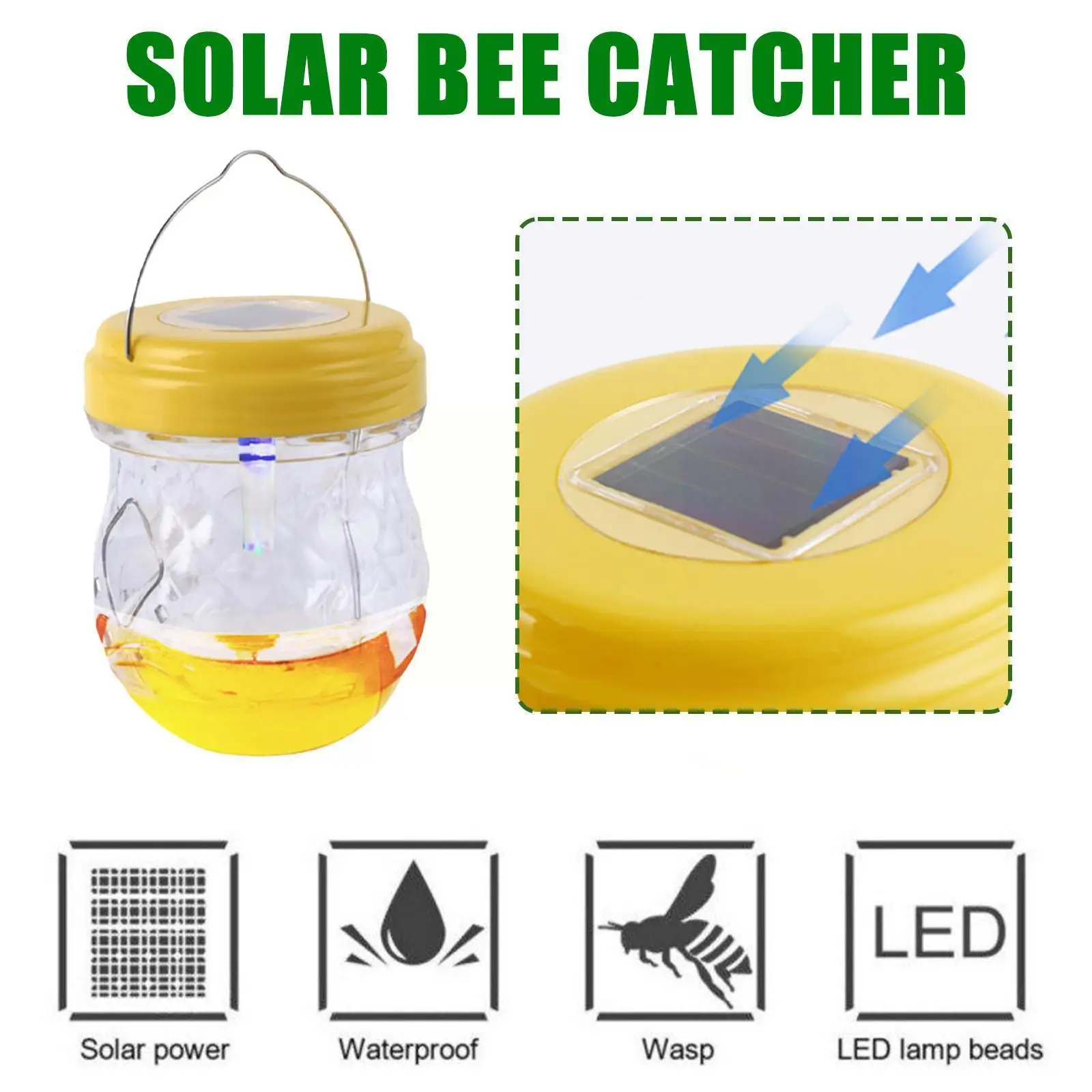 

Solar Bee Catcher Insect Repellent Wasp Trap Waterproof Hornet Outdoor Trap Garden Hanging Insect Fly Fruit Reusable Trap P0R8