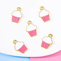 20pcs 1014mm pink white drop oil enamel ice cream pendants summer fashion earrings necklaces bracelets accessories jewelry diy