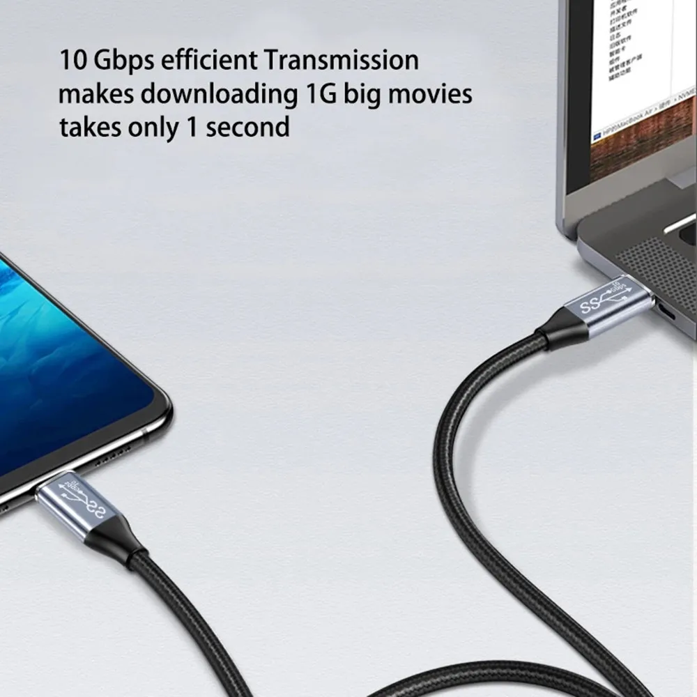 100W Gen2 USB 3.1 Type-C Male to PD Cable Data Charging Cord 4K@60Hz 10Gbps for Macbook Samsung S10 Fast on - Кабель данных для зарядки 100W Gen2 USB 3.1 Type-C Male to PD с разрешением 4K@60Hz и скоростью передачи 10Gbps для Macbook Samsung S10 Fast on.