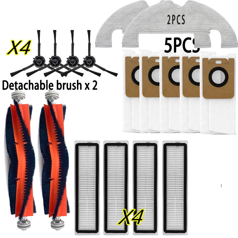 

17PCS For Dreame Bot Z10 Pro L10 Plus Vacuum Cleaner Accessories Main Brush Side Brush Dust Bag Filters Spare Parts Replaceble