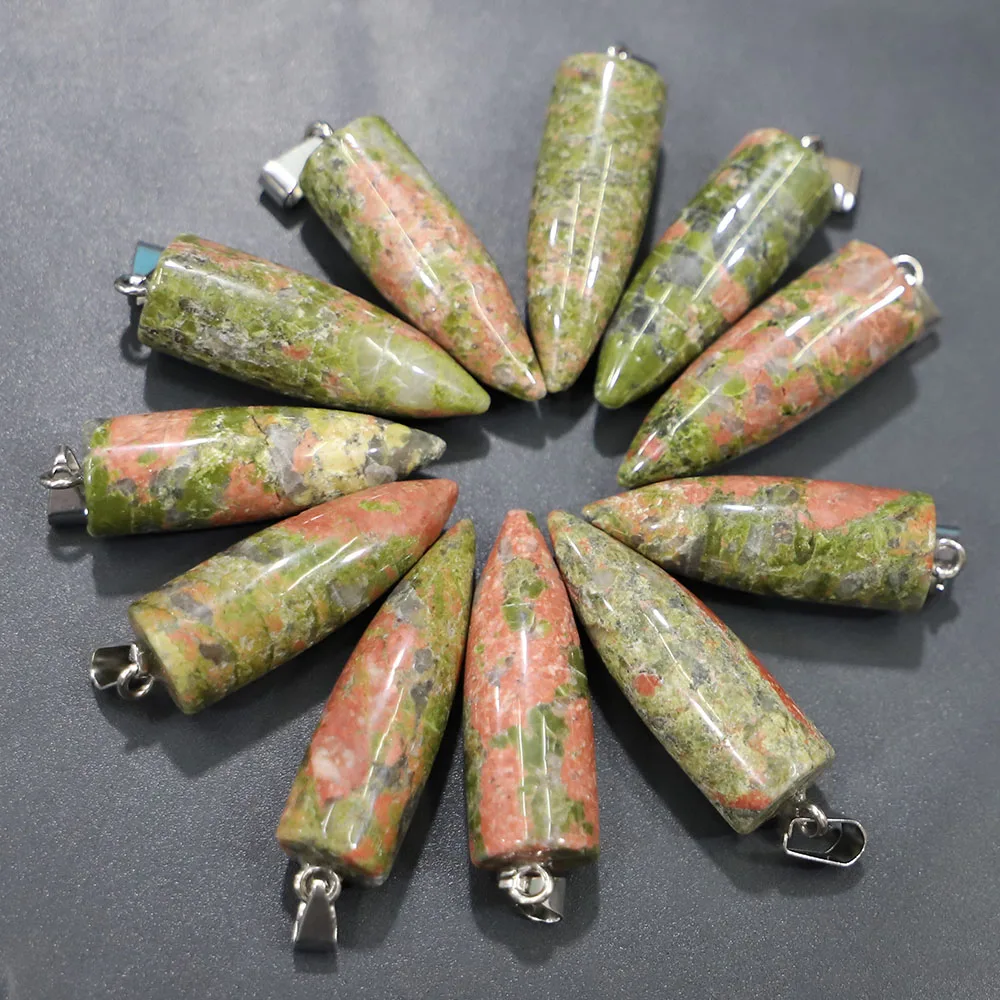 Bestseller Natural Stone Gemstones Bullet Necklace Pendant Rose Quartz Crystal Charms Fashion Accessories Jewelry Wholesale 8Pcs