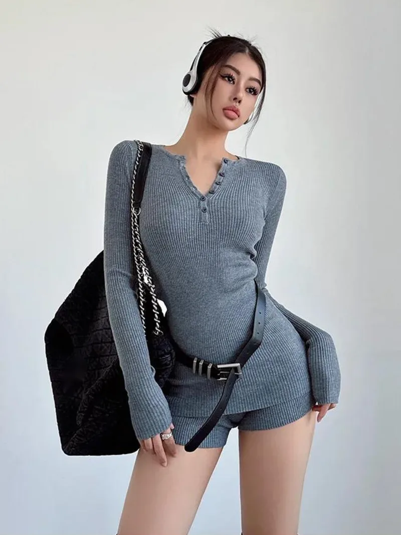 Трикотажный Женский комплект womпорайзера для девушек новинка весны топ с