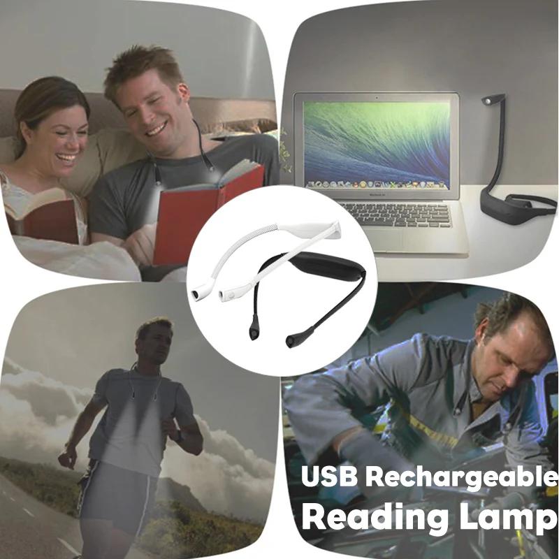

Гибкая мини-лампа для чтения MARPOU, перезаряжаемая светодиодная Usb-лампа для чтения книг, Usb Светодиодная лампа на шею для бега, кемпинга