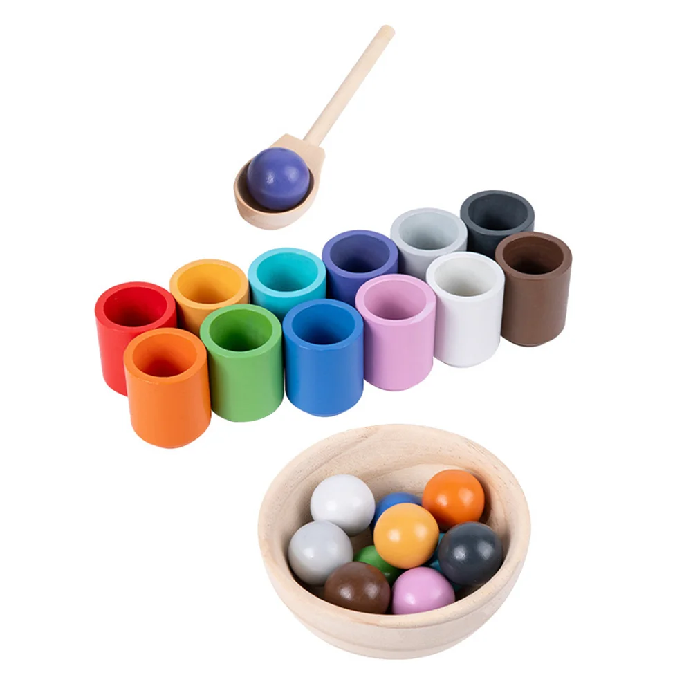 

Baby Stacking Toys Bead Color Matching Plaything Counting Sorting Kids Wood Ball Cup Colorful Wooden Educational Toddler