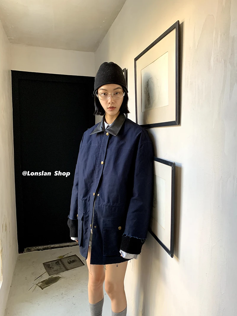 Lonslan 2023 осенне-зимняя новая универсальная стеганая верхняя одежда средней длины