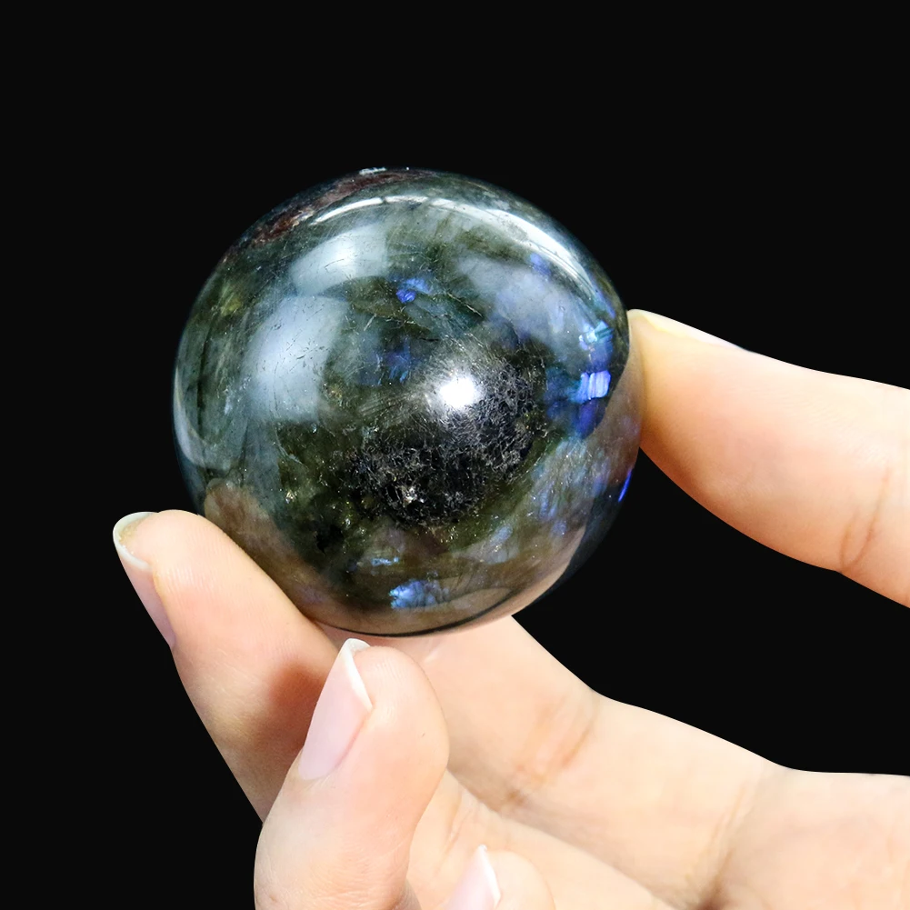 

Natural Grey Moonstone Ball Ornament Real Labradorite Ball Mineral Rough Stone Home Decoration Display Ornament Craft