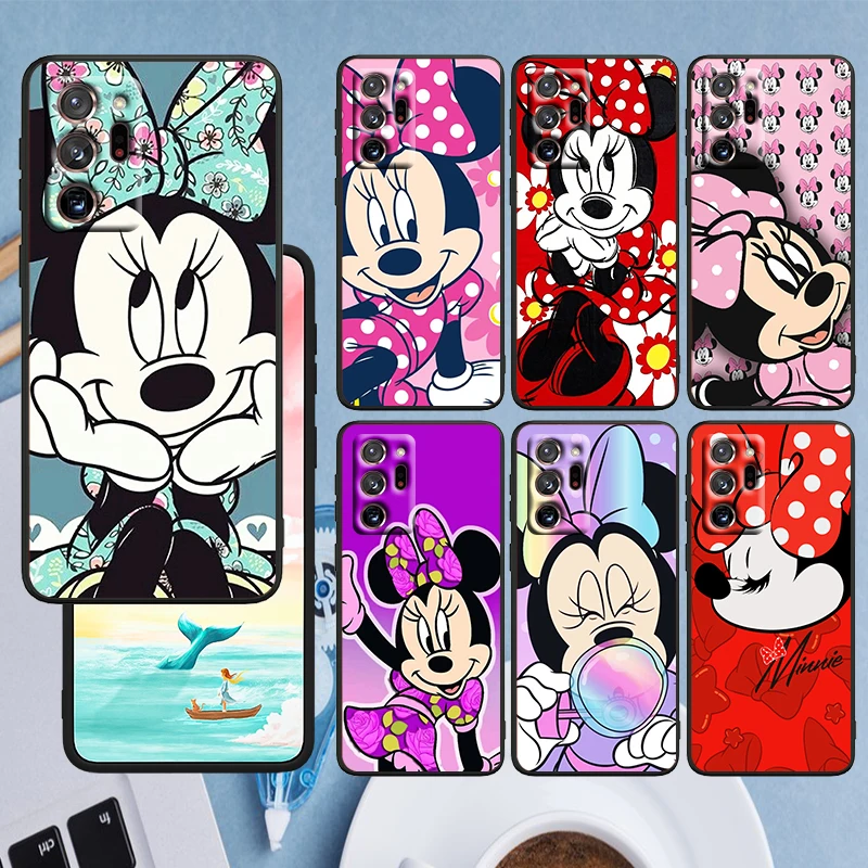 

Disney Minnie Mouse Cute Phone Case Black For Samsung A73 A70 A20 A10 A8 A03 j7 j6 Note 20 10 9 Ultra Lite Plus F23 M52 M21