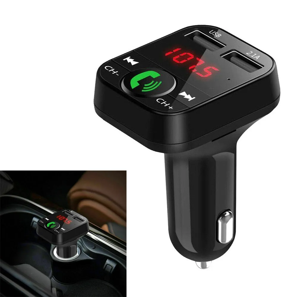 

Car Wireless FM Transmitter Bluetooth 5.0 FM Radio Modulator Car Kit Dual USB Automotive Charger Hands Free Aux Audio MP3 Player
