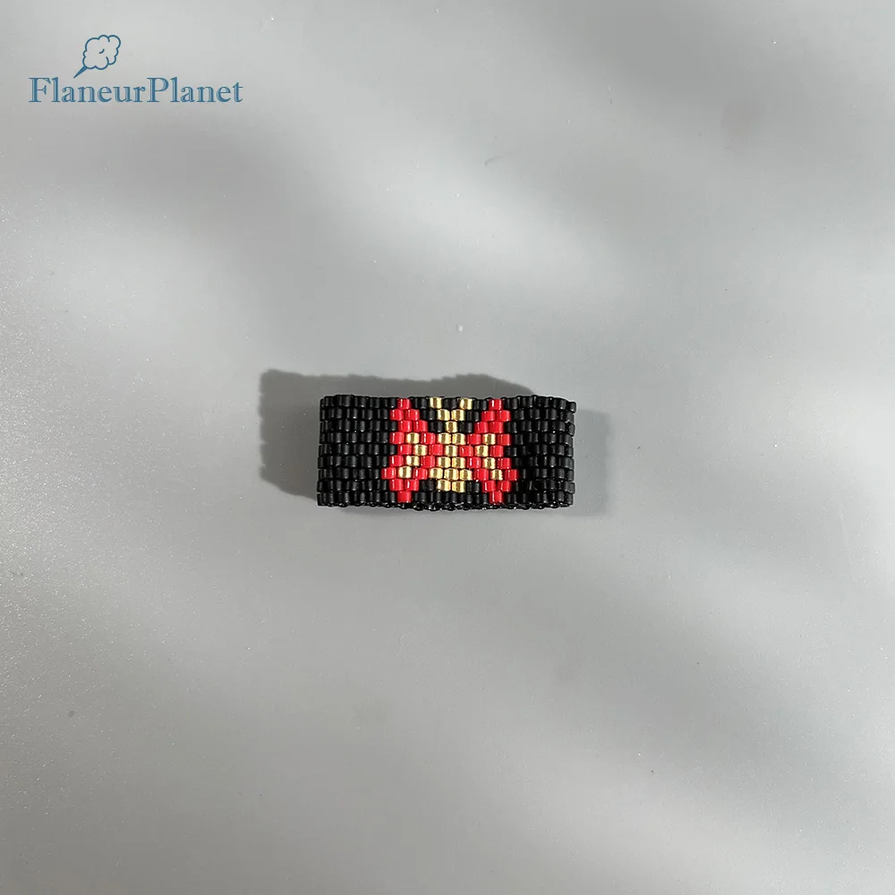 Кольцо-бабочка с бусинами, бисер миюки, ручная работа