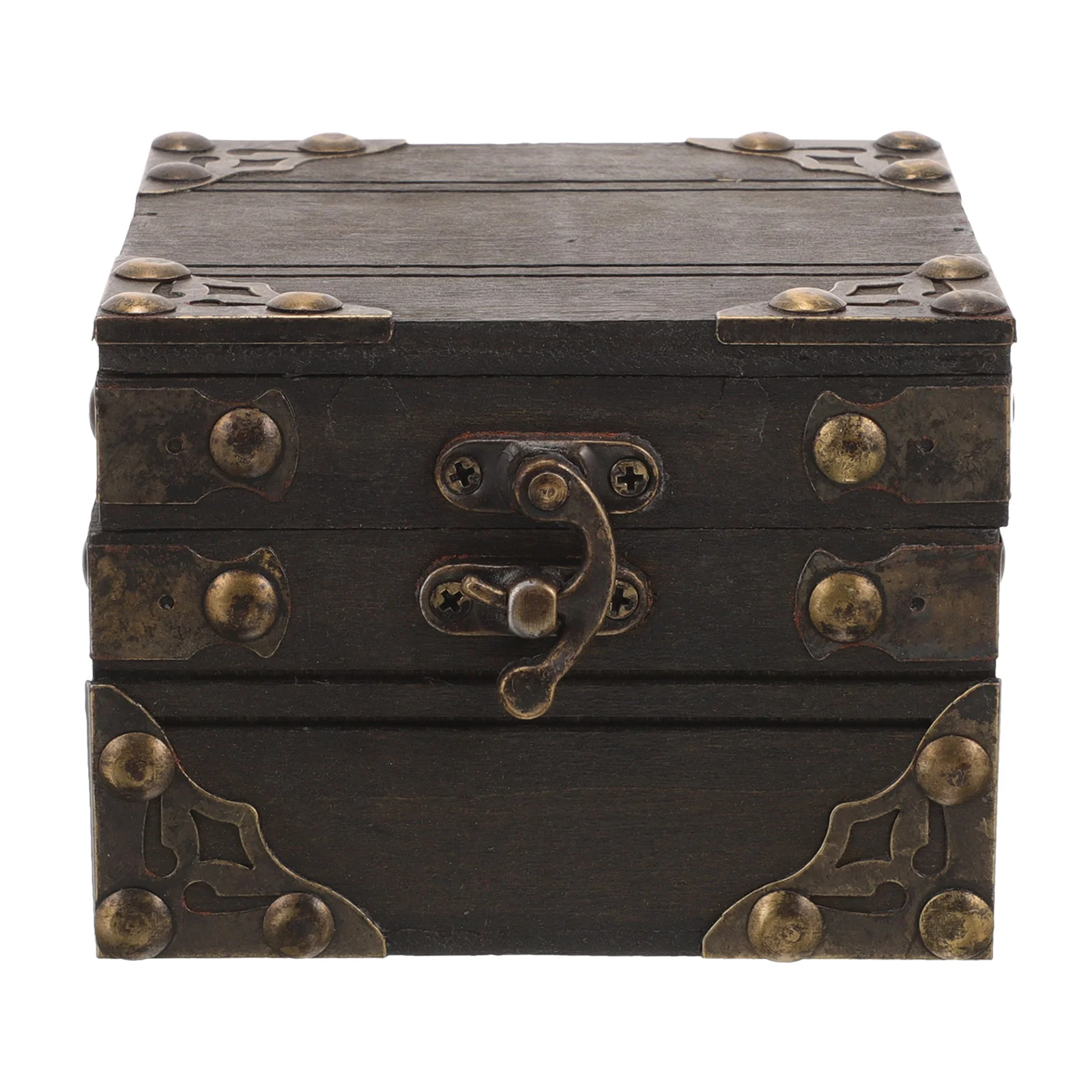 

Vintage Storage Box Wood Jewelry Case Wooden Organizer Crystal Earring Trinket Sundries Child
