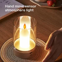 Smart Candle Light PIR Motion Sensor Hand Scan LED Night Light USB Charging Desk Lamp for Home Bed Decor Auto On/off Lamp 2-5CM