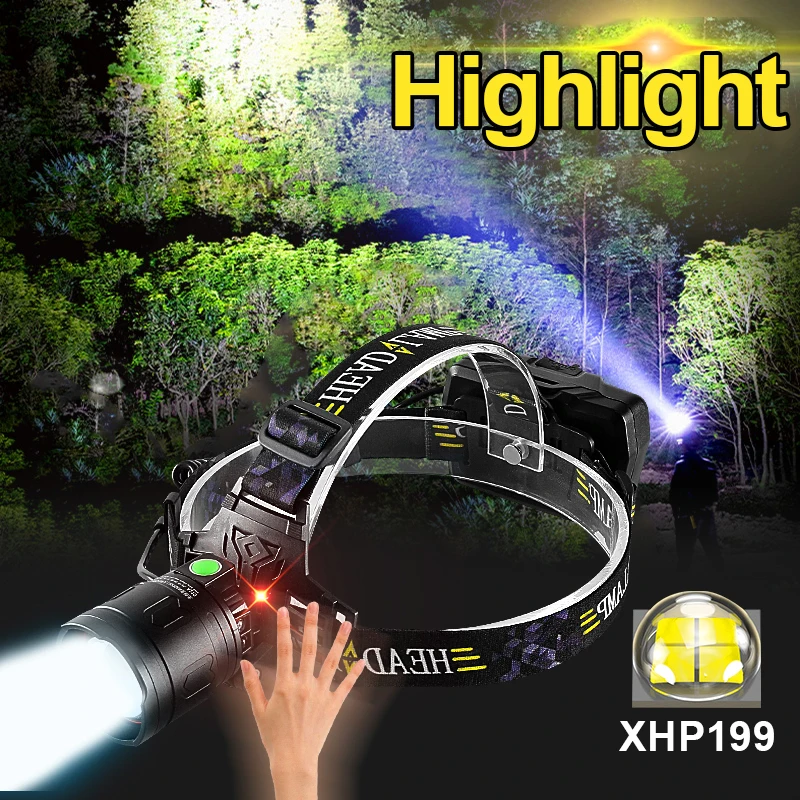 

Очень прочный Головной фонарь, USB Головной фонарь, аккумулятор 9000 м, водонепроницаемый Головной фонарь для кемпинга, охоты, работы