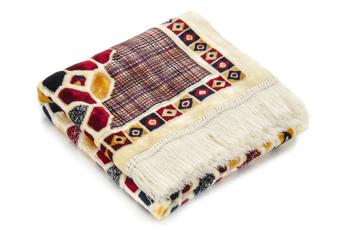 IQRAH Carpet Type Thick Special Lux Velvet Prayer Caravanserai-Red