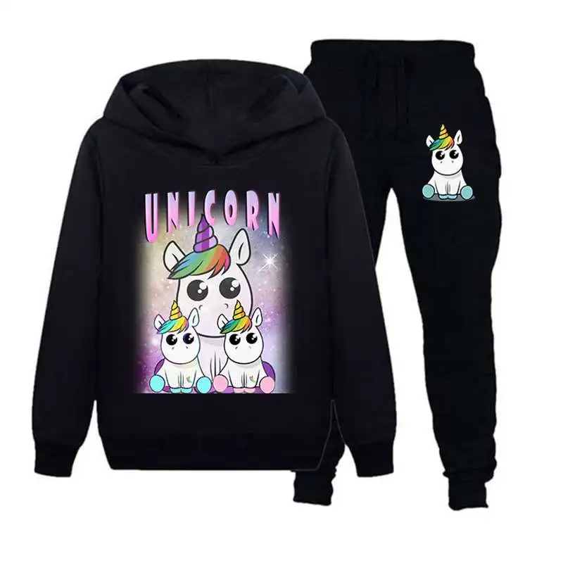 

Новинка 2022, комплект детской одежды с единорогом для мальчиков, толстовки с длинным рукавом и круглым вырезом и мультяшным аниме, пуловер и ...