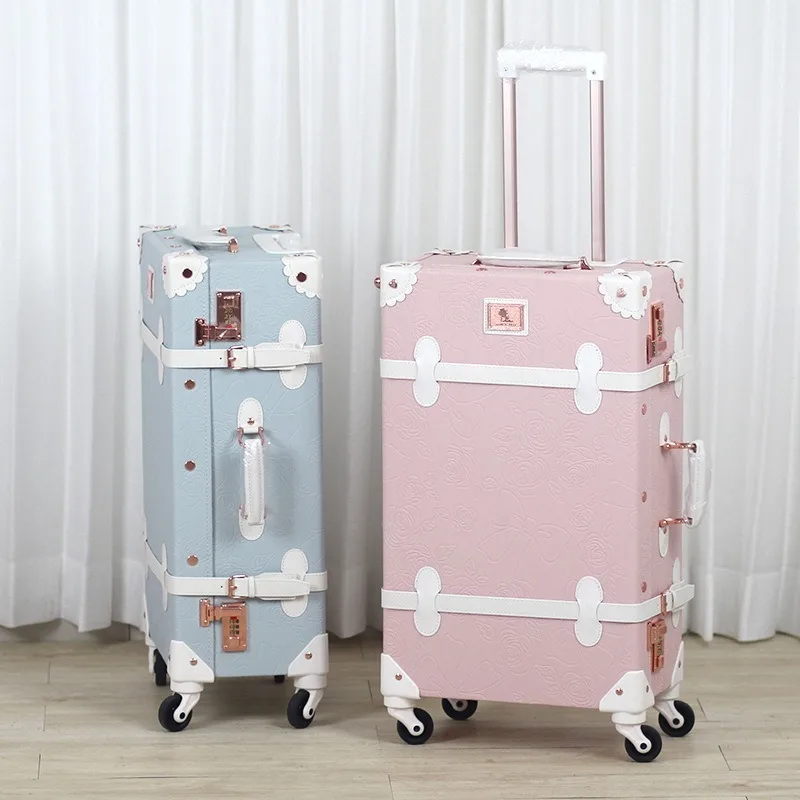 Новый модный ретро чемодан женский багаж на роликах кожаный с леопардовым