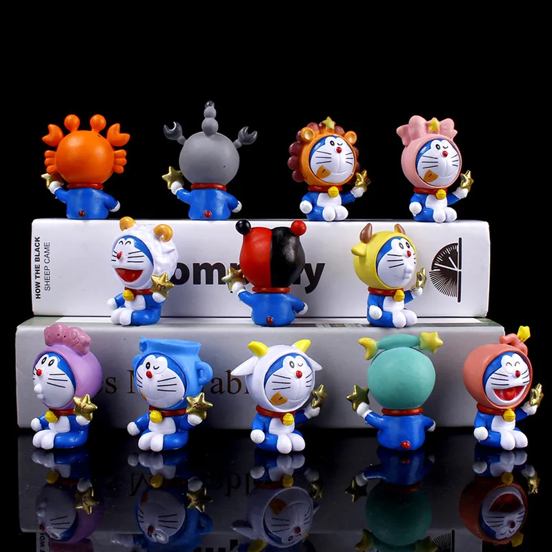 

12pcs 5cm Anime Doraemon GK Action Figure The Zodiac Series Ornament Figurines Kawaii Doll Model PVC Birthday Gift For Children