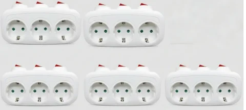 Белый многоконтактный удлинитель с выключателем 3 розеток