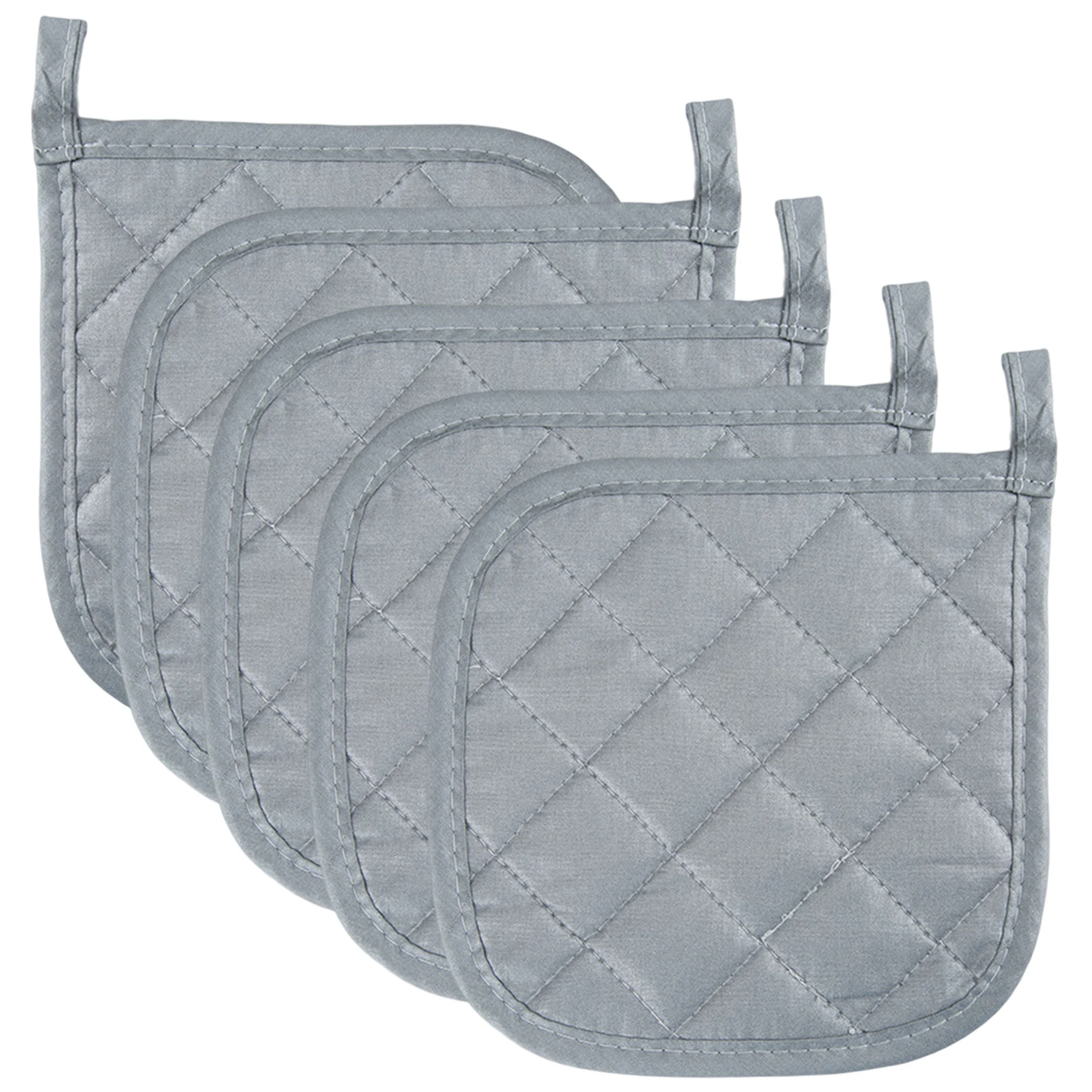 

5pcs Silver Pot Holders for Kitchen Heat Resistant Pot Holders Sets Oven Hot Pads Terry Cloth Pot Holders for Cooking Baking