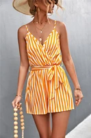 women stripe jumpsuit sleeveless summer casual lace up romper ladies loose v neck shorts beach playsuit female outfit streetwear