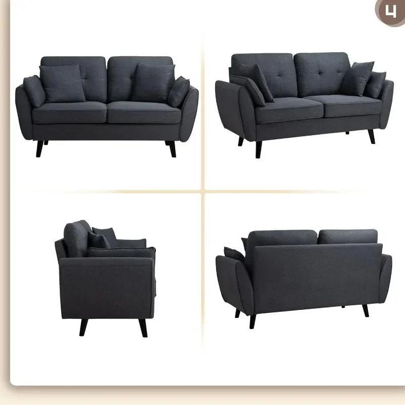 Диван Тканевый Shintenchi 63 дюйма для гостиной Глубокое Сиденье с низкой спинкой 4