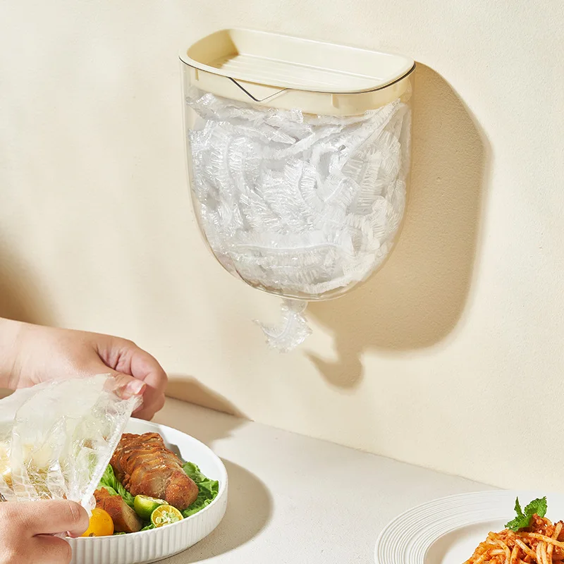 

Kitchen No-Punch Wall Cling Wrap Cover Organiser Extractable Cling Bag Cover Shower Cap Shoe Cover Organiser