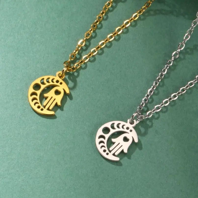 Ожерелье LIKGREAT с арабскими хамсой для женщин и мужчин амулет полумесяцем луной