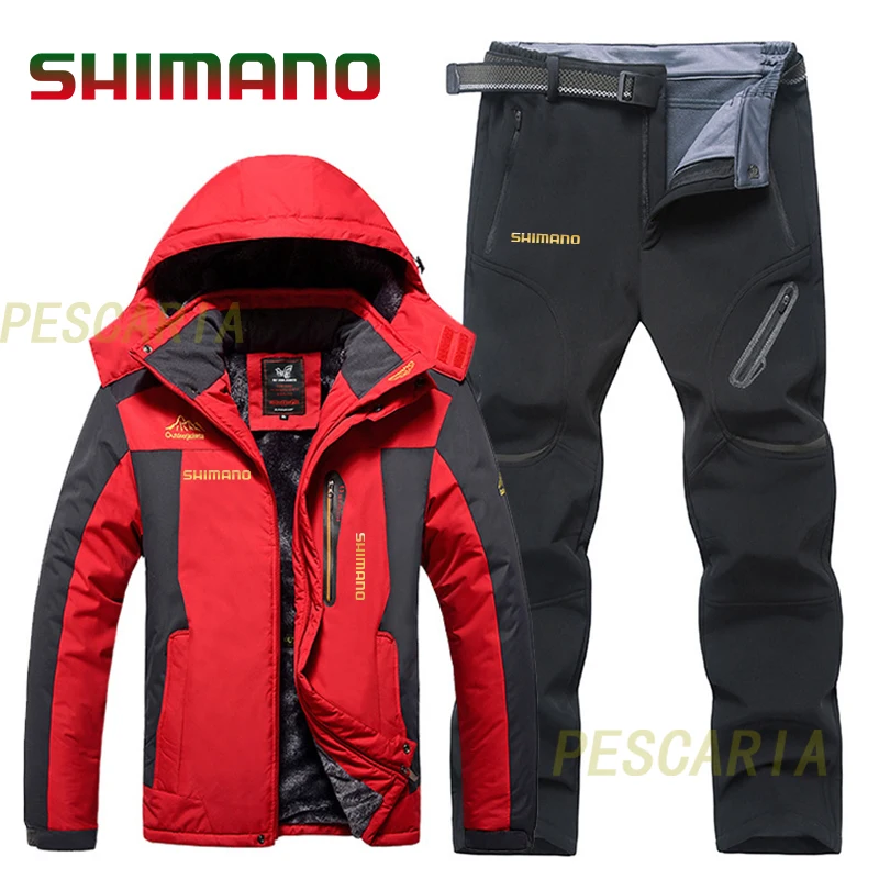 Shimano Fishing Wear Warm Windproof Winter Fishing Suit Waterproof Outdoor Sport Fishing Clothing Fleece Coat Trousers Ski Suit enlarge