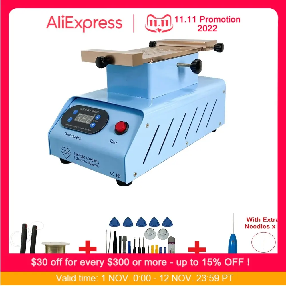 

TBK 988Z Built-in double Vacuum Pumps Flat Edge LCD Touch Screen rotary Separator Machine Max 7 inches