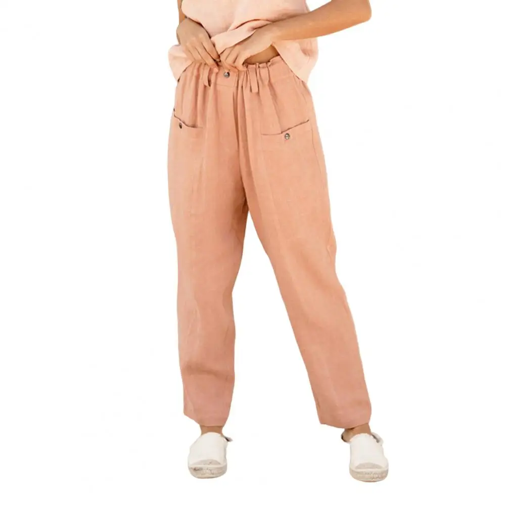 

Versatile Buttons Fly Solid Color Big Pockets Loose Pants Streetwear