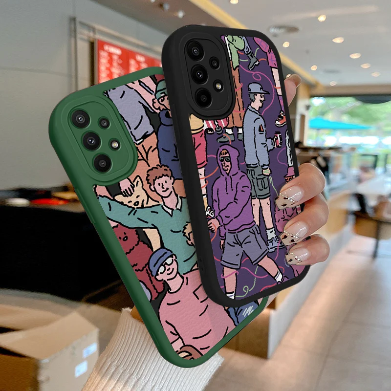 

Lambskin+TPU Phone Case for Samsung A32 M32 A30S A33 A50 A50S A51 UW A52 A52S A53 A70 A70S A71 A72 A73 Illustration Cool Boy