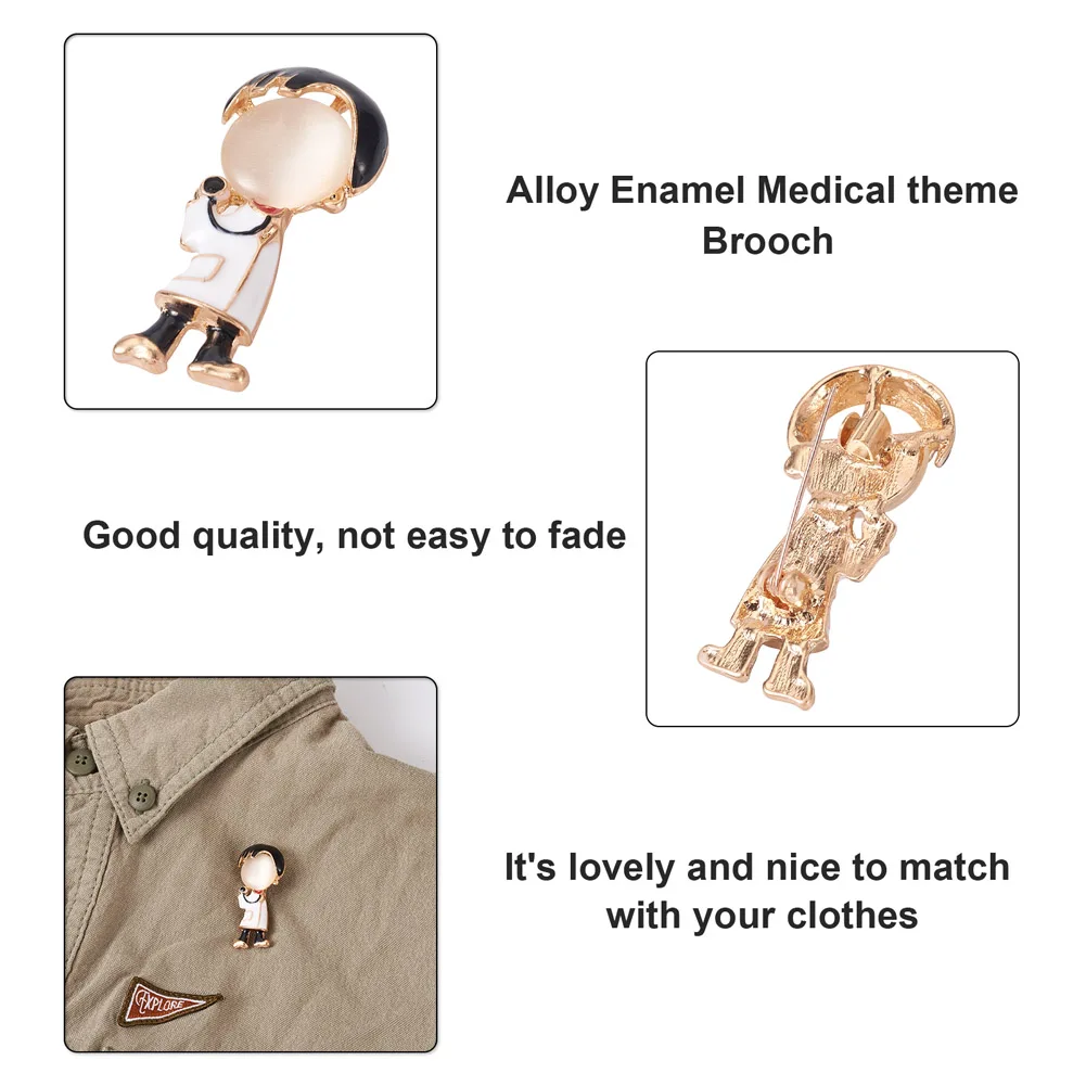 10Pcs Zinc Alloy Enamel Rhinestone Brooch Safety Pins Medical Care theme Brooches For Men Women Garment Jewelry Decorations