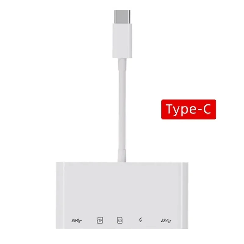 3 Heads USB Adapter 5 In 1 TypeC Android IOS Flash Drive SD/TF Card Reader Adapter for Iphone Ipad Macbook Laptop Xiaomi Samsung