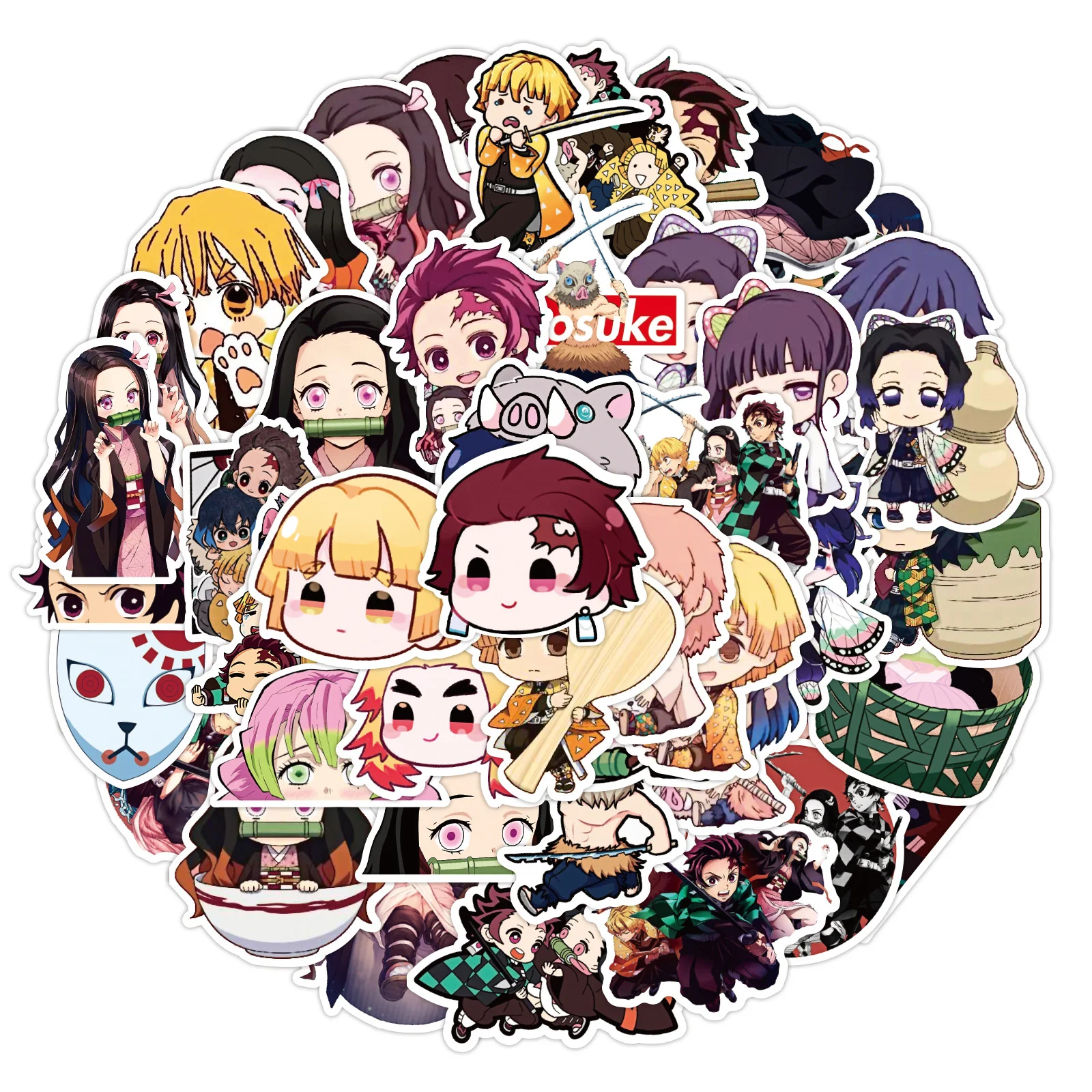 

50PCS New Demon Slayer's Blade Dumb Film Luggage Waterproof Car Handle Sticker Helmet Sticker Wholesale Paper Stickers