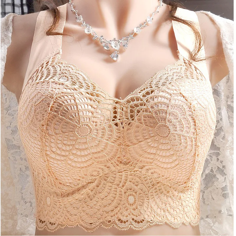 Plus Size Bra Wire Free Bra Ultra-Thin Bras for Women Underwear Women Bra Wire Free Bra Embroidery Floral Lace Bralette Sexy Bra