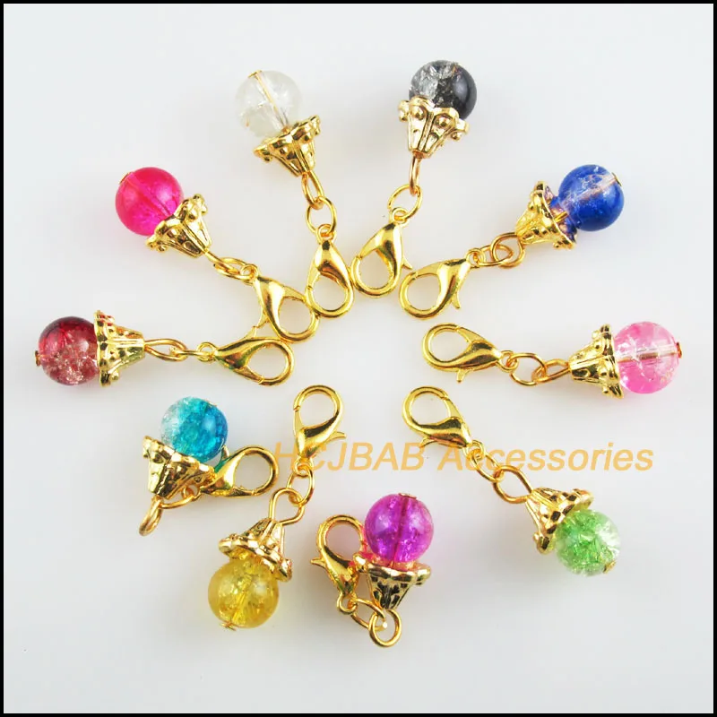 

Fashion New 20Pcs Gold Color Horn Retro Mixed Shivering Glass 9x16mm With Lobster Claw Clasps Charms