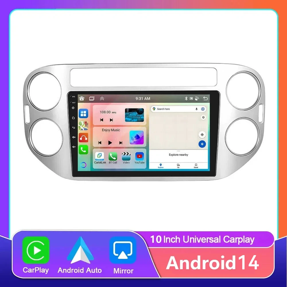 Автомагнитола 2 Din для VW Volkswagen Tiguan 1 NF 2006 -2016 мультимедийный плеер Android 14