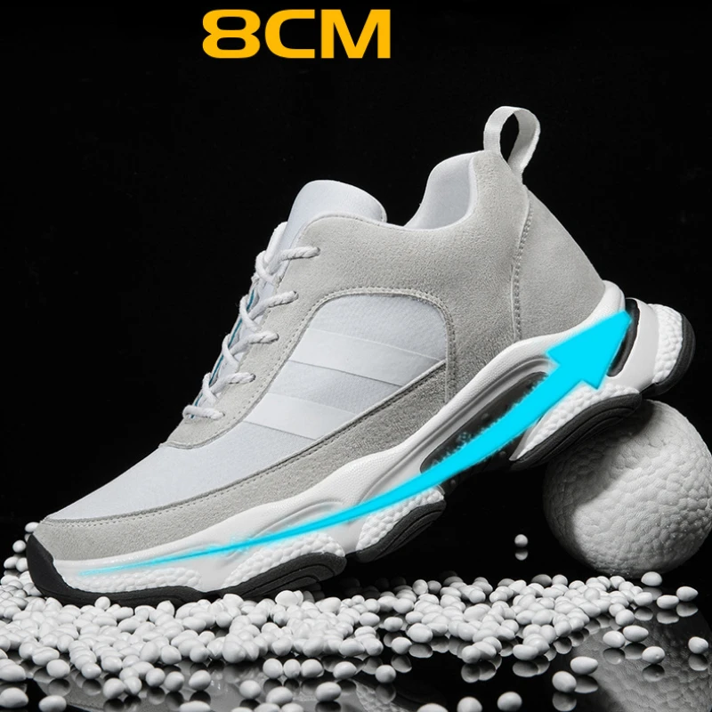 

Men's Shoes Heighten 8cm Casual Sporty Simplicity Shoes Invisible Height Increasing Shoes Pigskin Four Seasons Elevator Sneakers