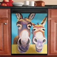 bright color donkey lovers panel decal kitchen decor animal magnetic dishwasher door cover sticker 23 w x 26 h