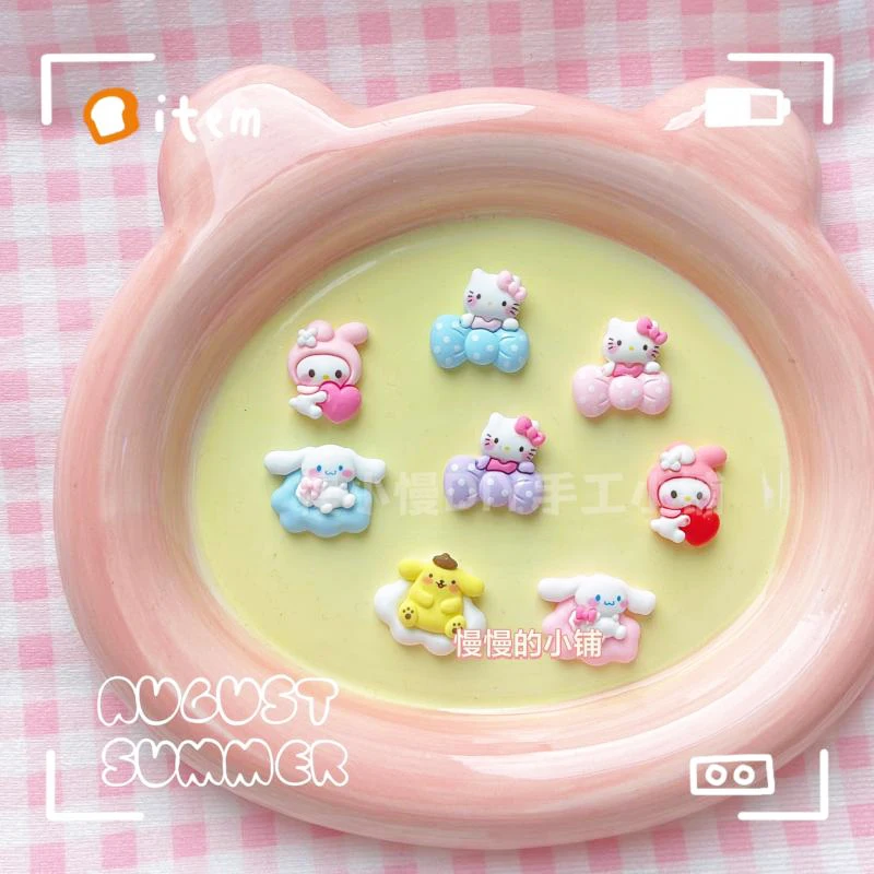 

10 шт. Sanrioed My Melody Hello kitty Cinnamoroll помпон Пурины облако Diy мобильный телефон чехол чашка для воды аксессуары для украшения