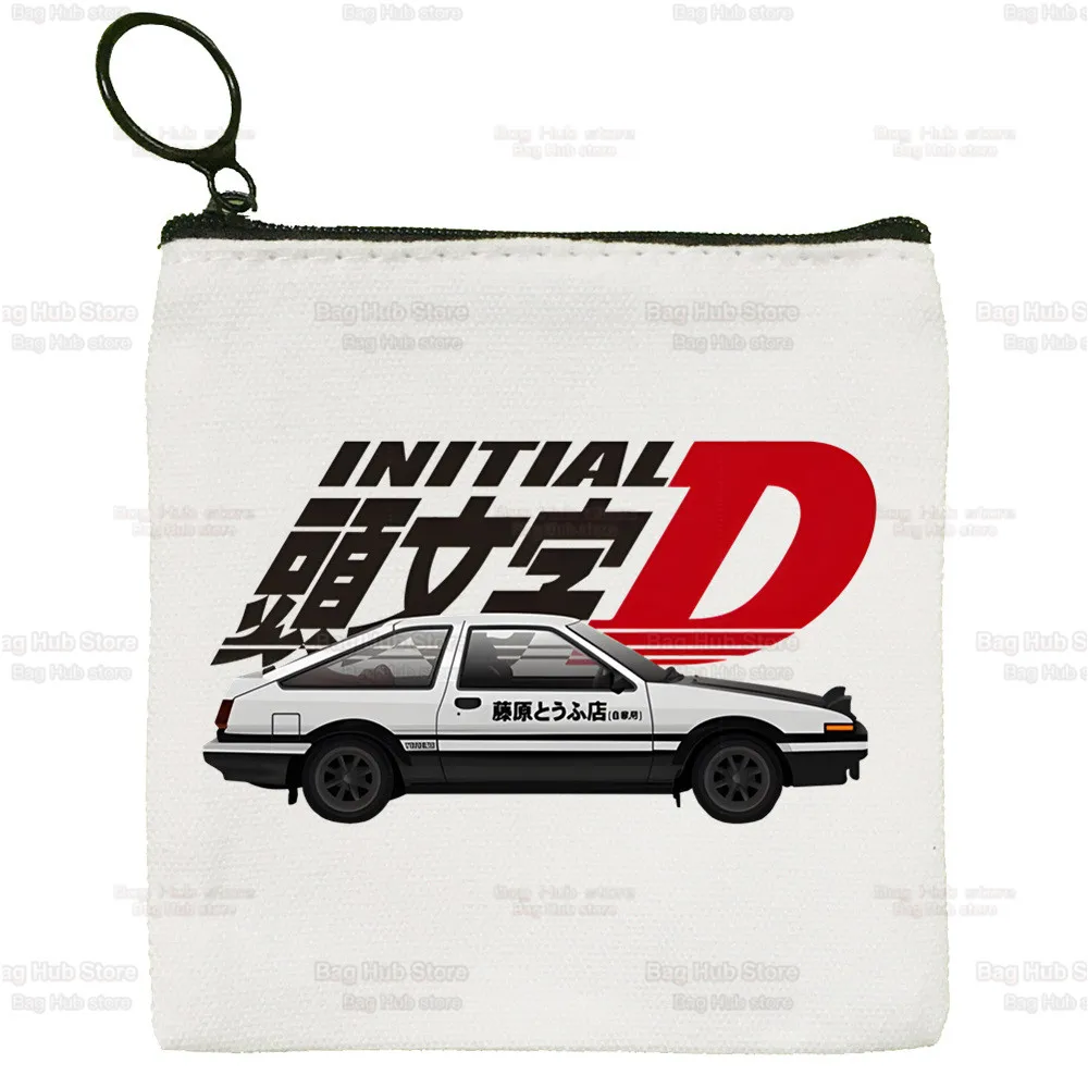 Initial D JDM Canvas Coin Purse Custom Storage Pouch Japanese AE86 Canvas Bag New Coin Bag Key Drift Fujiwara Tofu Coin Purse