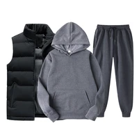 brand men solid color casual sets new mens vest hoodies pants 3 piece tracksuit trendy sportswear set male men clothing set