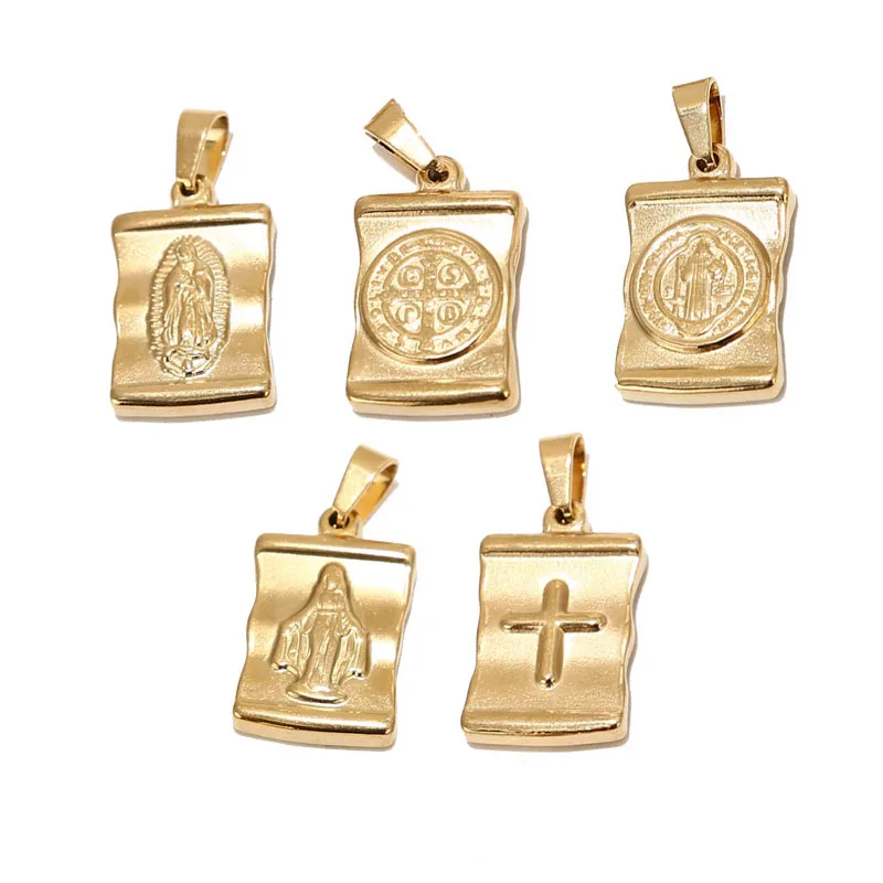 5 шт. Нержавеющая сталь ручной работы прямоугольный крест подвески золотые