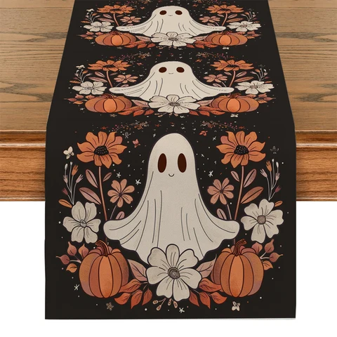 Скатерть-дорожка Halloween Cute Ghost Chrysanthemum