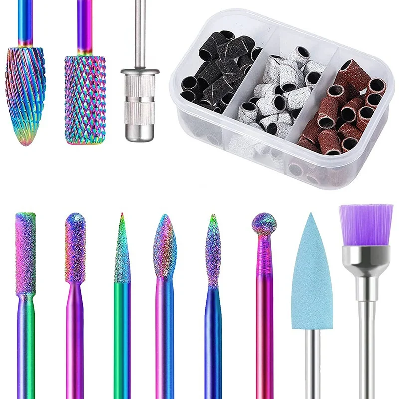 

3/32 Inch Nail Drill Bits Set Electric Nail File Cuticle Cutter Tips Clean Burr Sander Manicure Nail Sanding Bands DIY Nail Tool