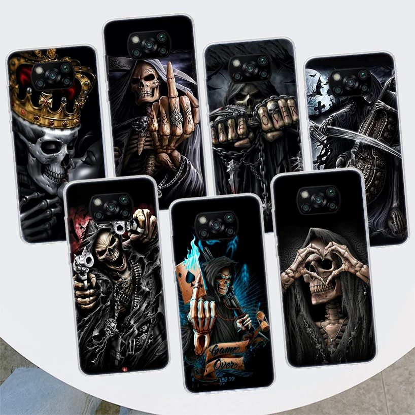 Grim Reaper Skull Skeleton Phone Case For Xiaomi Poco X3 GT X4 NFC M4 Pro M3 M2 F3 F2 F1 Mi Note 10 A3 A2 Lite A1 CC9E Fundas