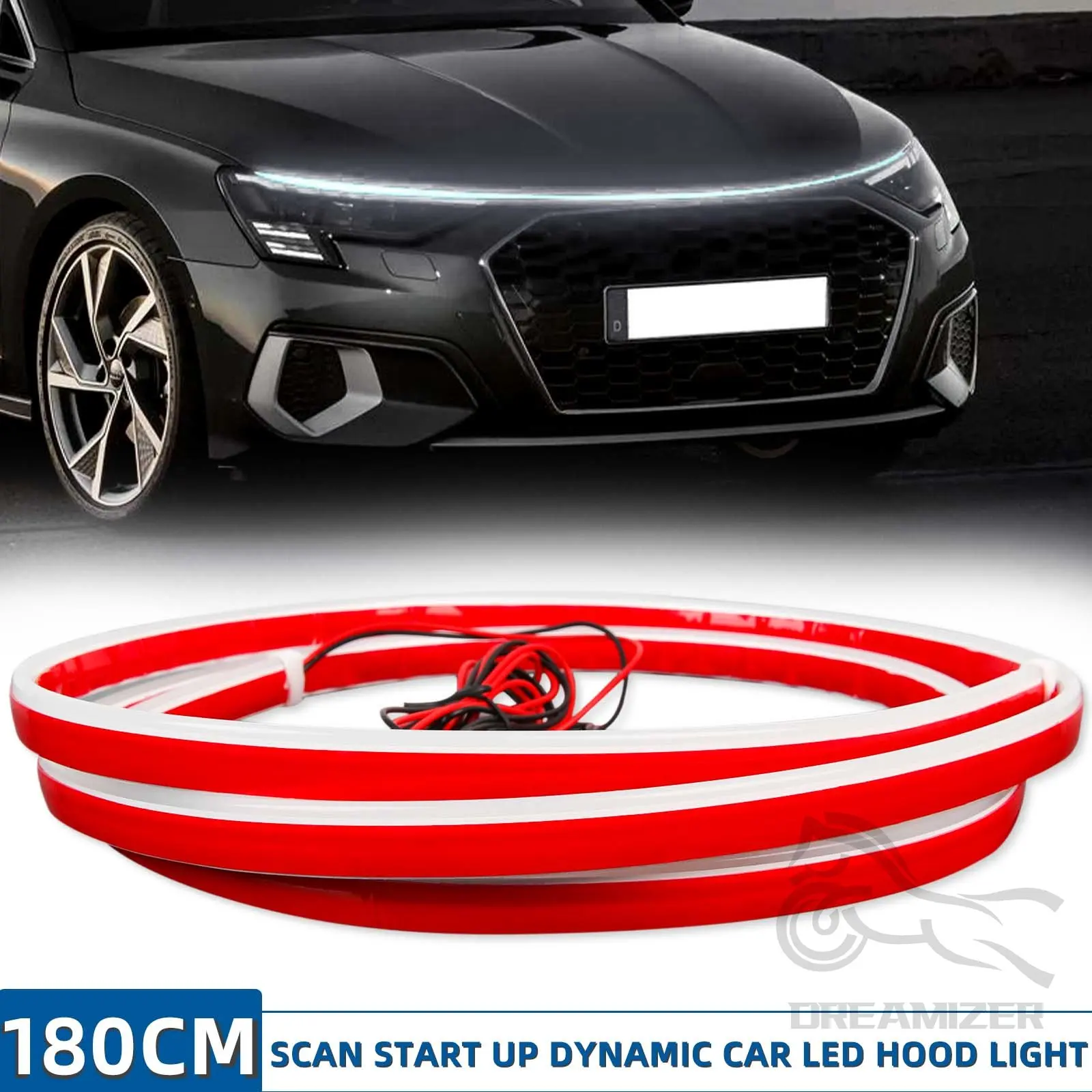 

180cm/240cm 12V Car LED Hood Daytime Running Light Strip Waterproof Flexible Auto LED Decorative Atmosphere Lamp Ambient
