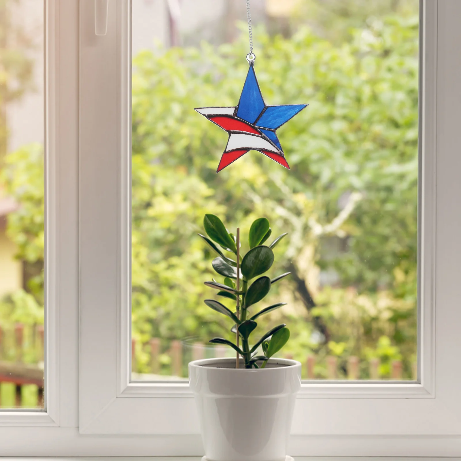 

Window Hangings Stained Acrylic Star Glass Pendant Decor Suncatcher Wall Colored Panel Light House Decorations Home